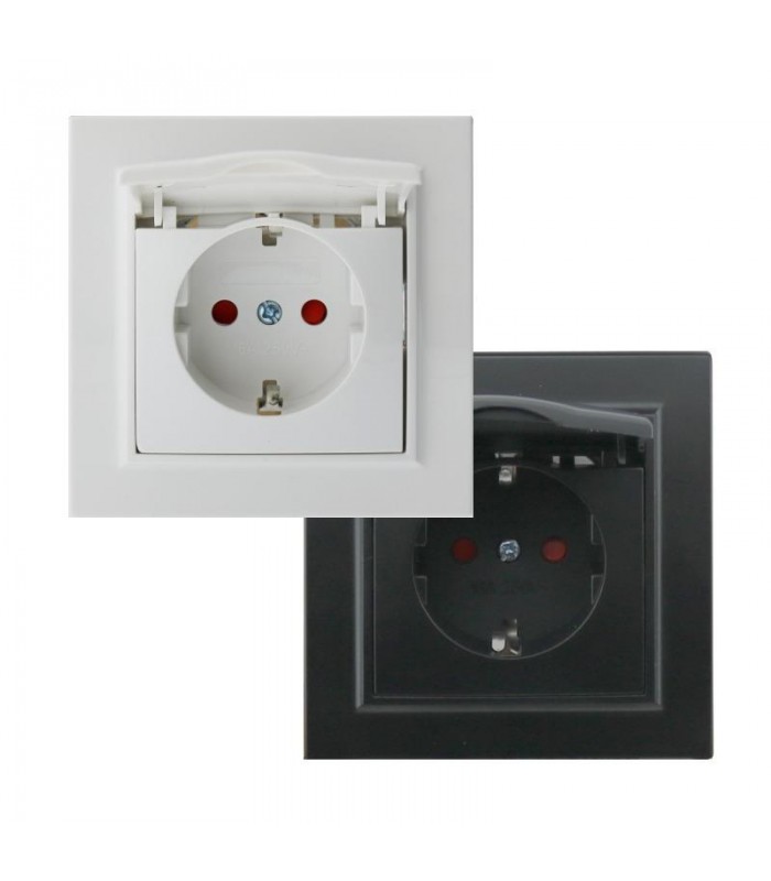 Enchufe Schuko con Tapa Serie EP 2P+TT 16A