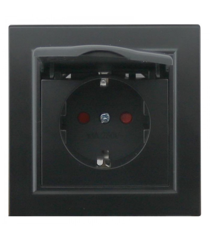 Enchufe Schuko con Tapa Serie EP 2P+TT 16A