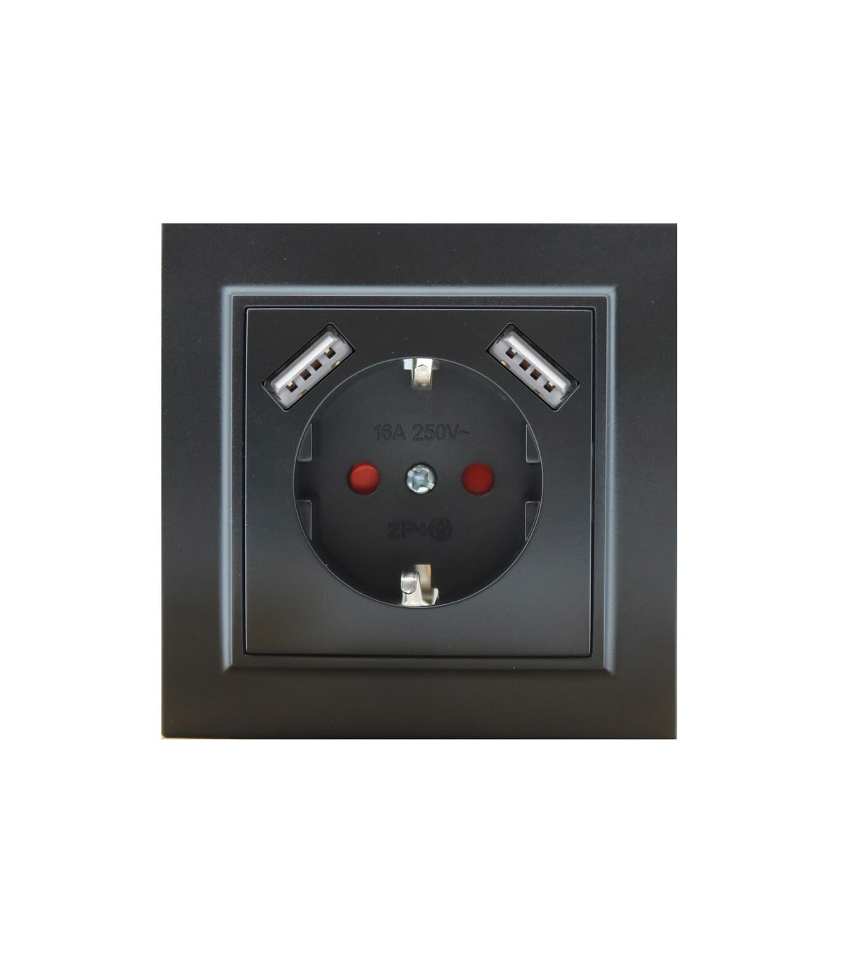 Enchufe Schuko Serie EP 2USB 2P+TT 16A