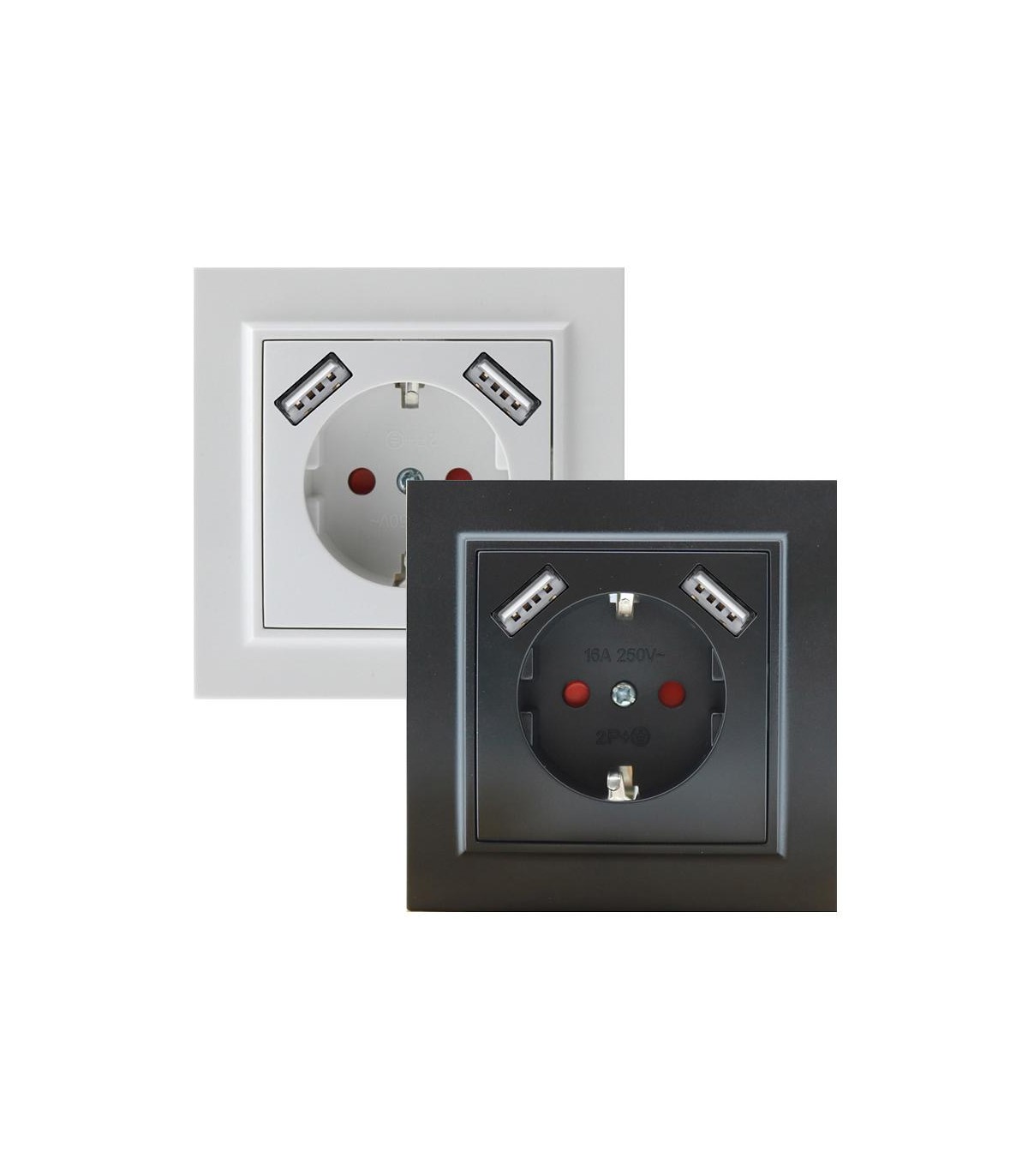 Enchufe Schuko Serie EP 2USB 2P+TT 16A