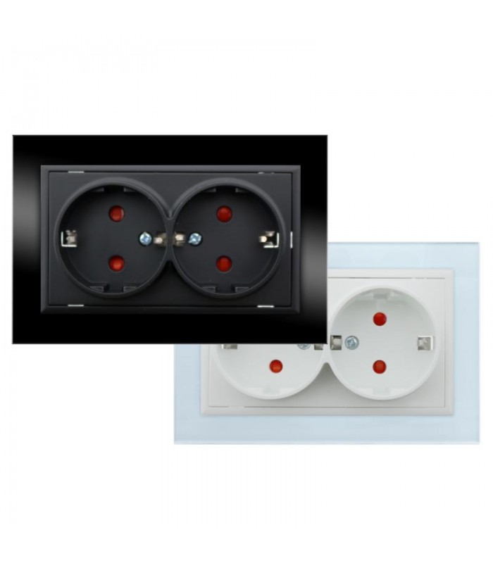 Enchufe Doble Schuko Cristal Serie FB 2P+TT 16A