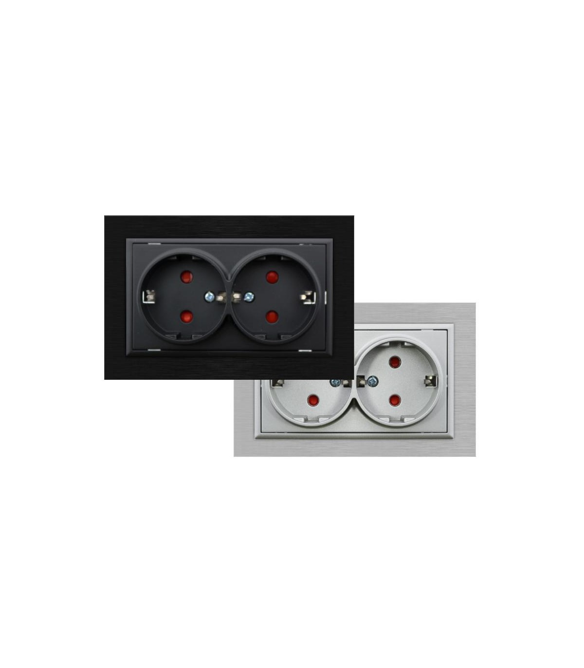 Enchufe Doble Schuko Aluminio Serie FL 2P+TT 16A
