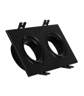 Aro Empotrable Basculante Doble Cuadrado Negro