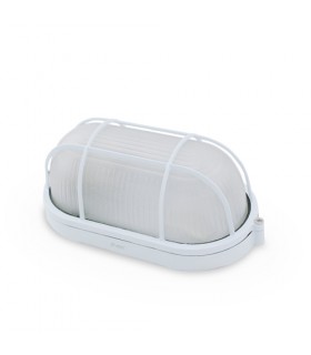 Aplique Aluminio Oval con Rejilla E27 Blanco