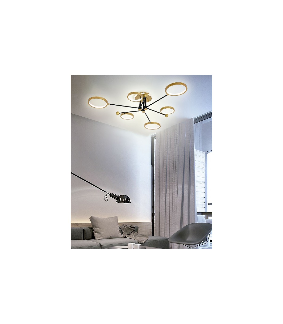 Plafón Cosmos 80W 5600Lm Oro / Negro CCT