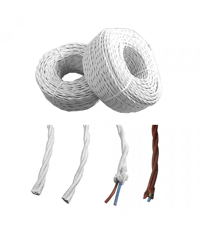 Cable Textil Trenzado 3x2.5mm Blanco Metro