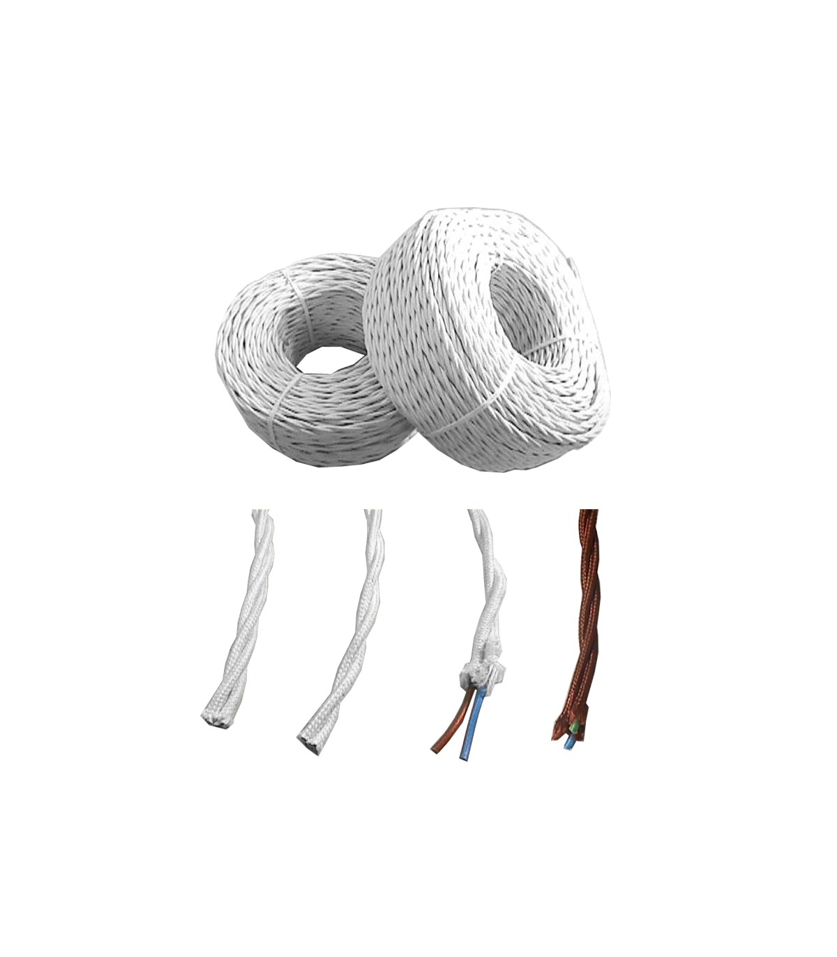 Cable Textil Trenzado 3x2.5mm Blanco Metro