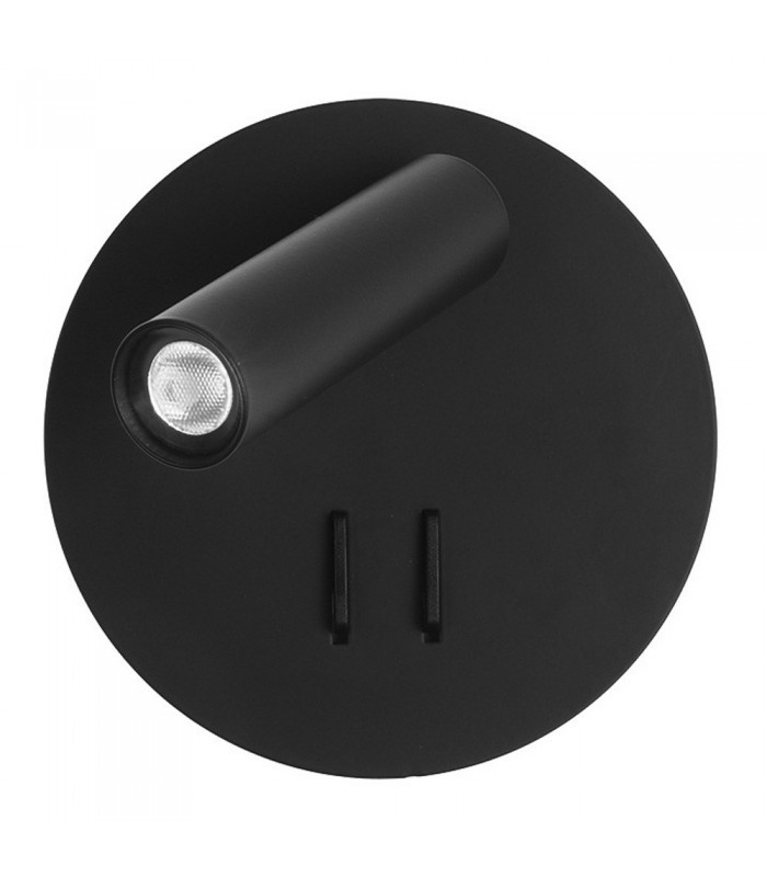 Aplique Manet Redondo Negro 2+6W 130+450Lm 4000K