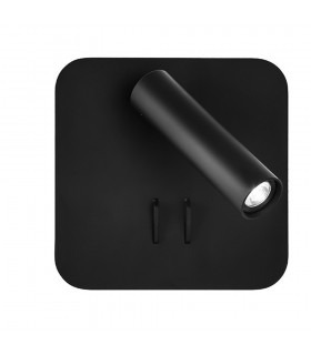 Aplique Manet Cuadrado Negro 2+6W 130+450Lm 4000K