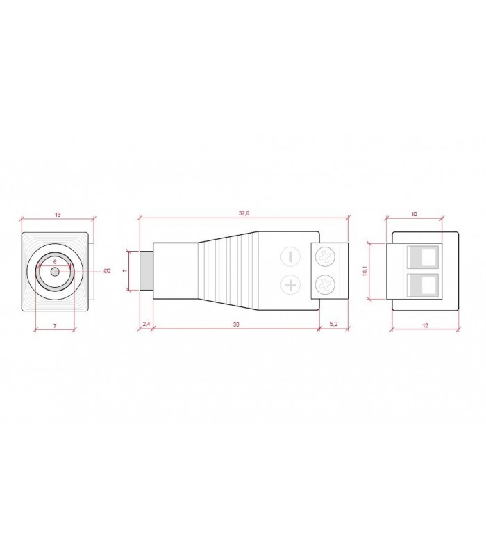 Adaptador hembra cable-conector Jack 5mm