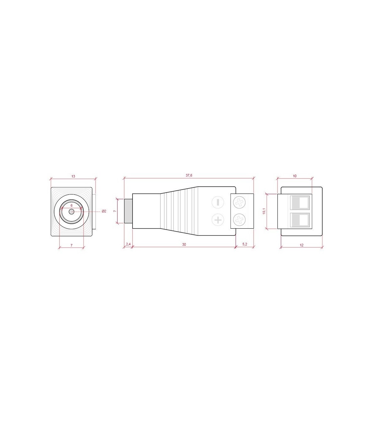 Adaptador hembra cable-conector Jack 5mm