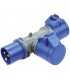 Adaptador Doble Industrial Clavija Industrial a 2 Bases Industriales 2P + T 16A 230V IP44
