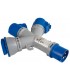 Adaptador Triple Industrial Clavija Industrial a 2 Bases Industriales 1 Doméstica 2P + T 16A 230V IP44