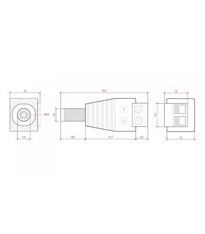 Adaptador macho cable-conector Jack 5mm