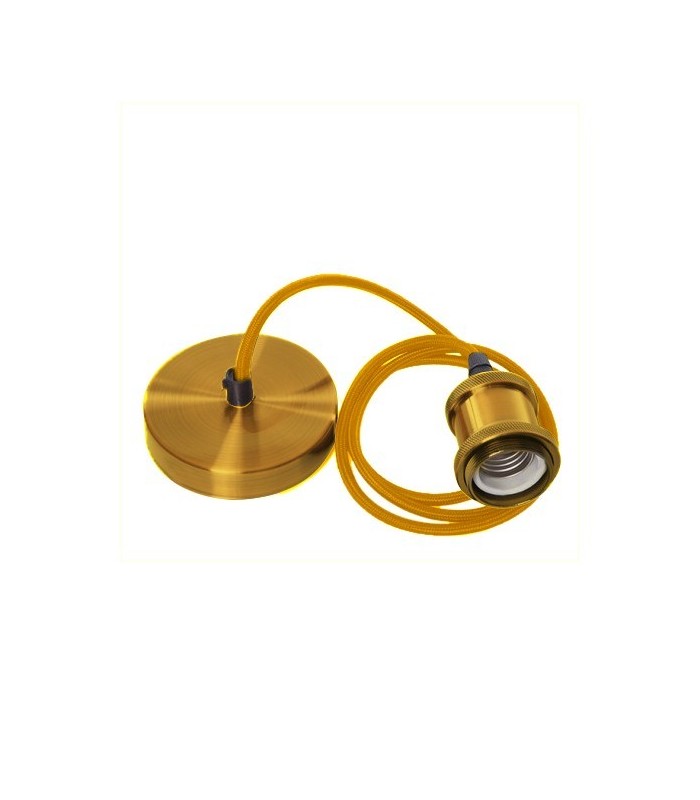 Portalámparas/Florón Nice E27 Dorado Cepillado. Cable 1 Metro