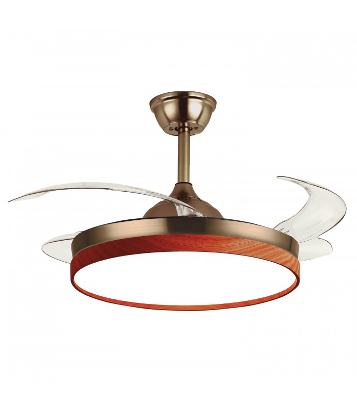 Ventilador LED Cosmos DC 72W 4 Aspas 6480Lm Cuero / Cerezo CCT