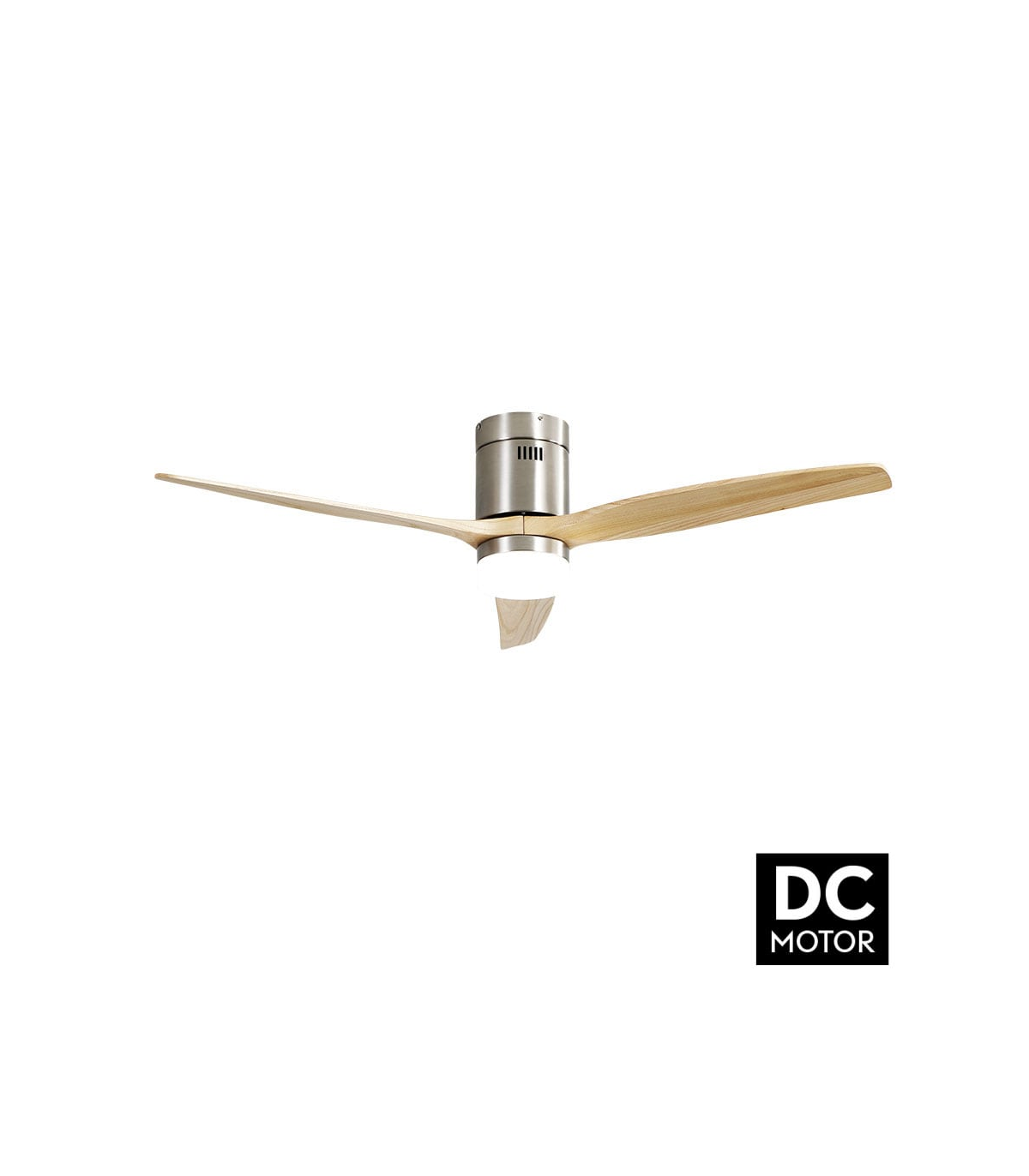 Ventilador de Techo AGUILON DC Níquel 20W 2450LM 3 Aspas Haya CCT