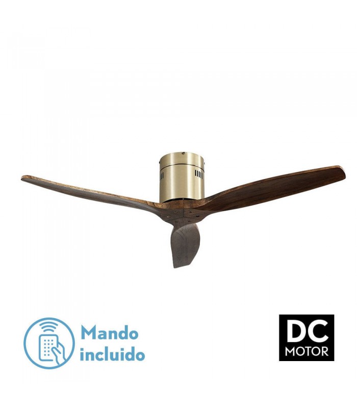 Ventilador de Techo AGUILON2 DC Cuero 3 Aspas Roble Sin Luz