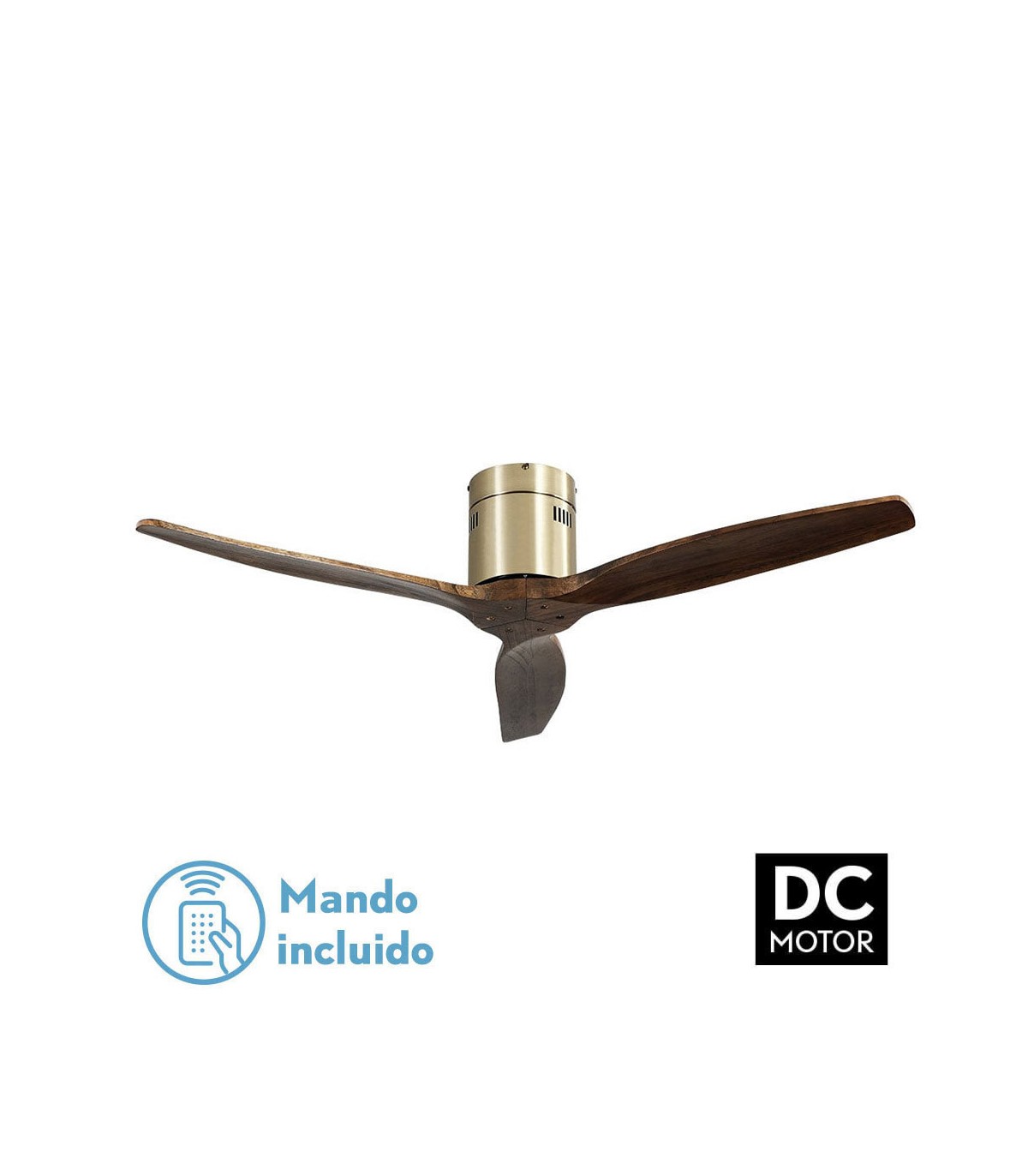Ventilador de Techo AGUILON2 DC Cuero 3 Aspas Roble Sin Luz