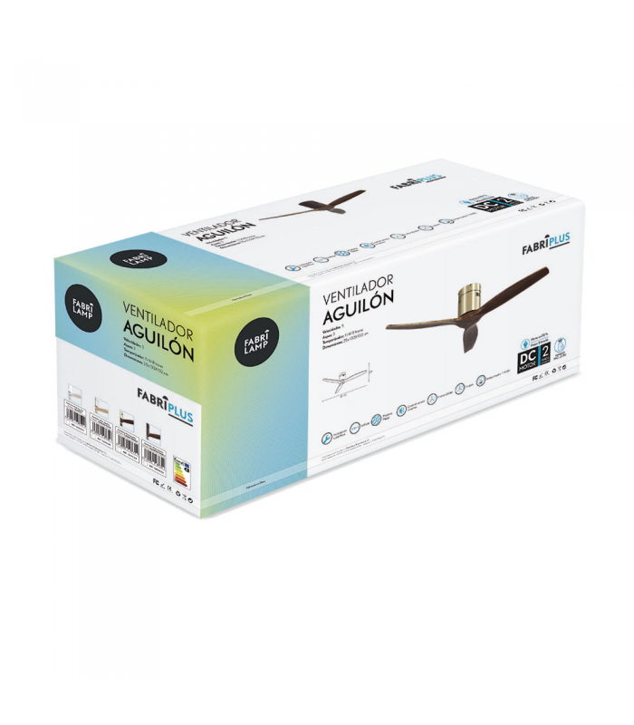 Ventilador de Techo AGUILON2 DC Cuero 3 Aspas Roble Sin Luz