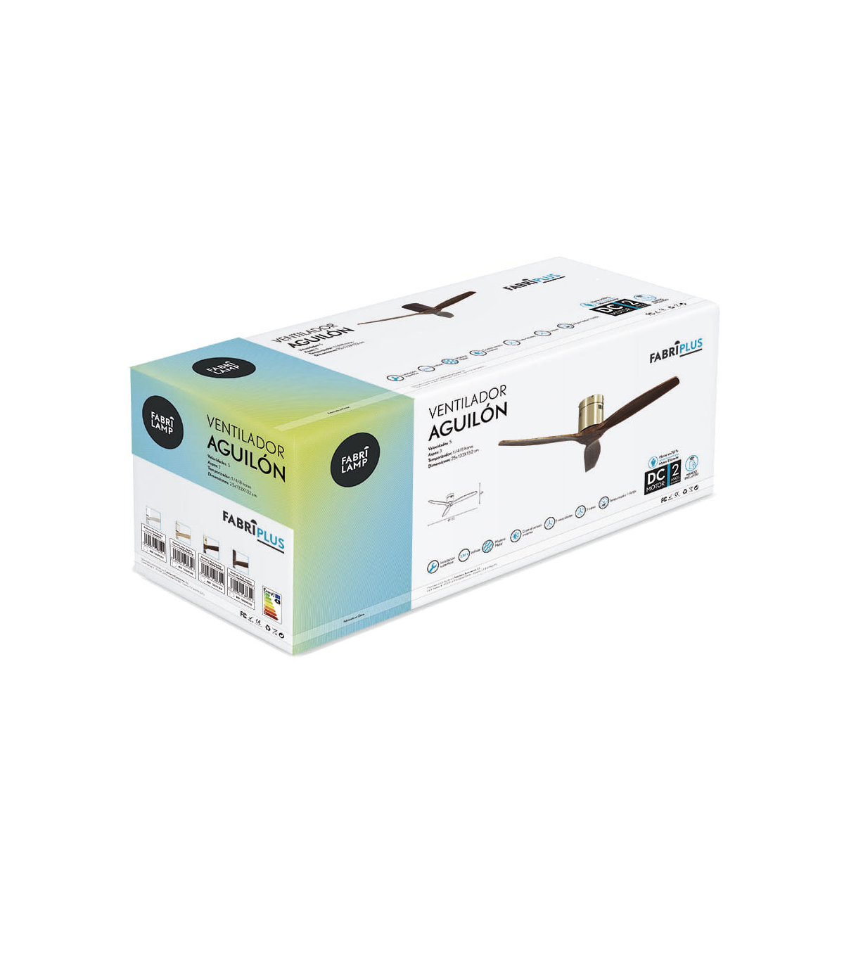 Ventilador de Techo AGUILON2 DC Cuero 3 Aspas Roble Sin Luz