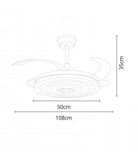 Ventilador Arcos DC 72W 6480Lm 4 Aspas Blanco APP Tuya CCT