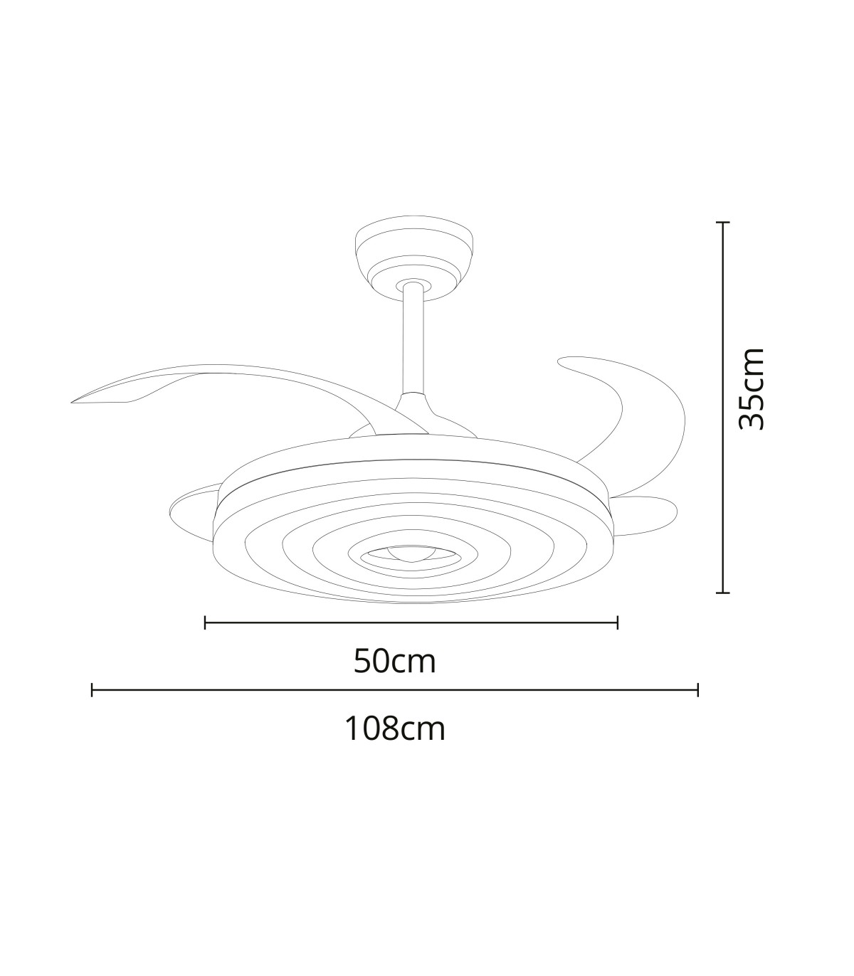 Ventilador Arcos DC 72W 6480Lm 4 Aspas Blanco APP Tuya CCT