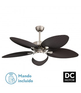 Ventilador de Techo BORASCO Níquel DC 24W 2950Lm 5 Aspas Marrón CCT
