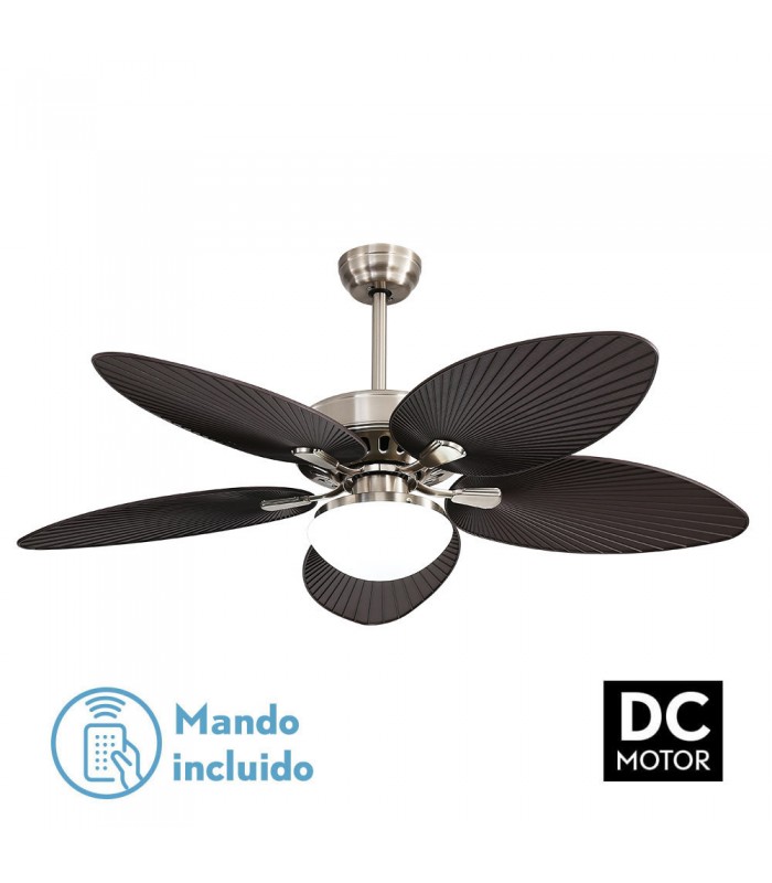 Ventilador de Techo BORASCO Níquel DC 24W 2950Lm 5 Aspas Marrón CCT