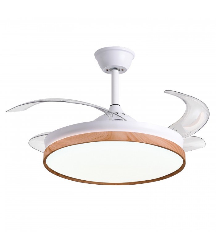 Ventilador LED Cosmos DC 72W 4 aspas 6480Lm Blanco / Haya CCT