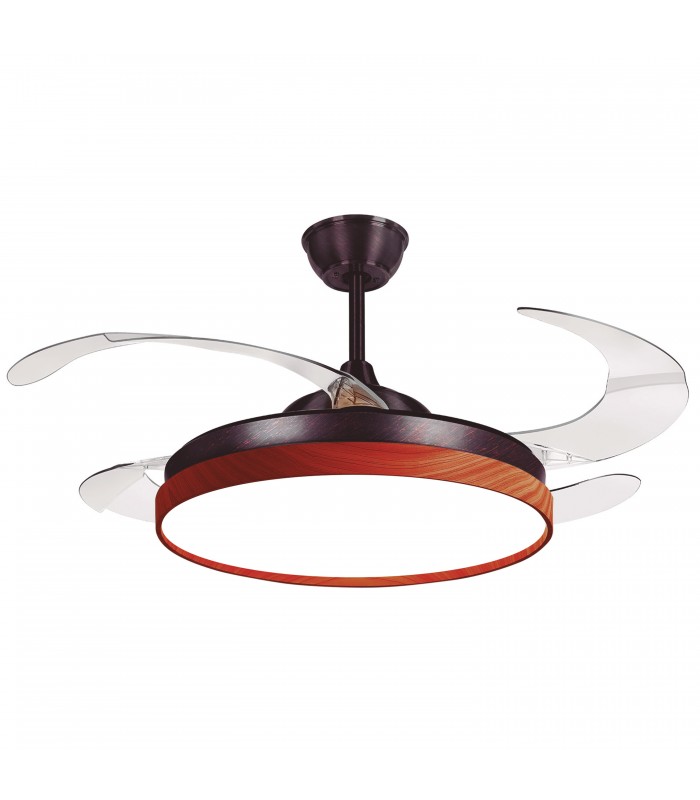 Ventilador LED Cosmos DC 72W 4 aspas 6480Lm Marrón / Cerezo CCT