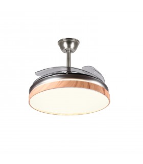 Ventilador LED Cosmos DC 72W 4 aspas 6480Lm Níquel / Haya CCT