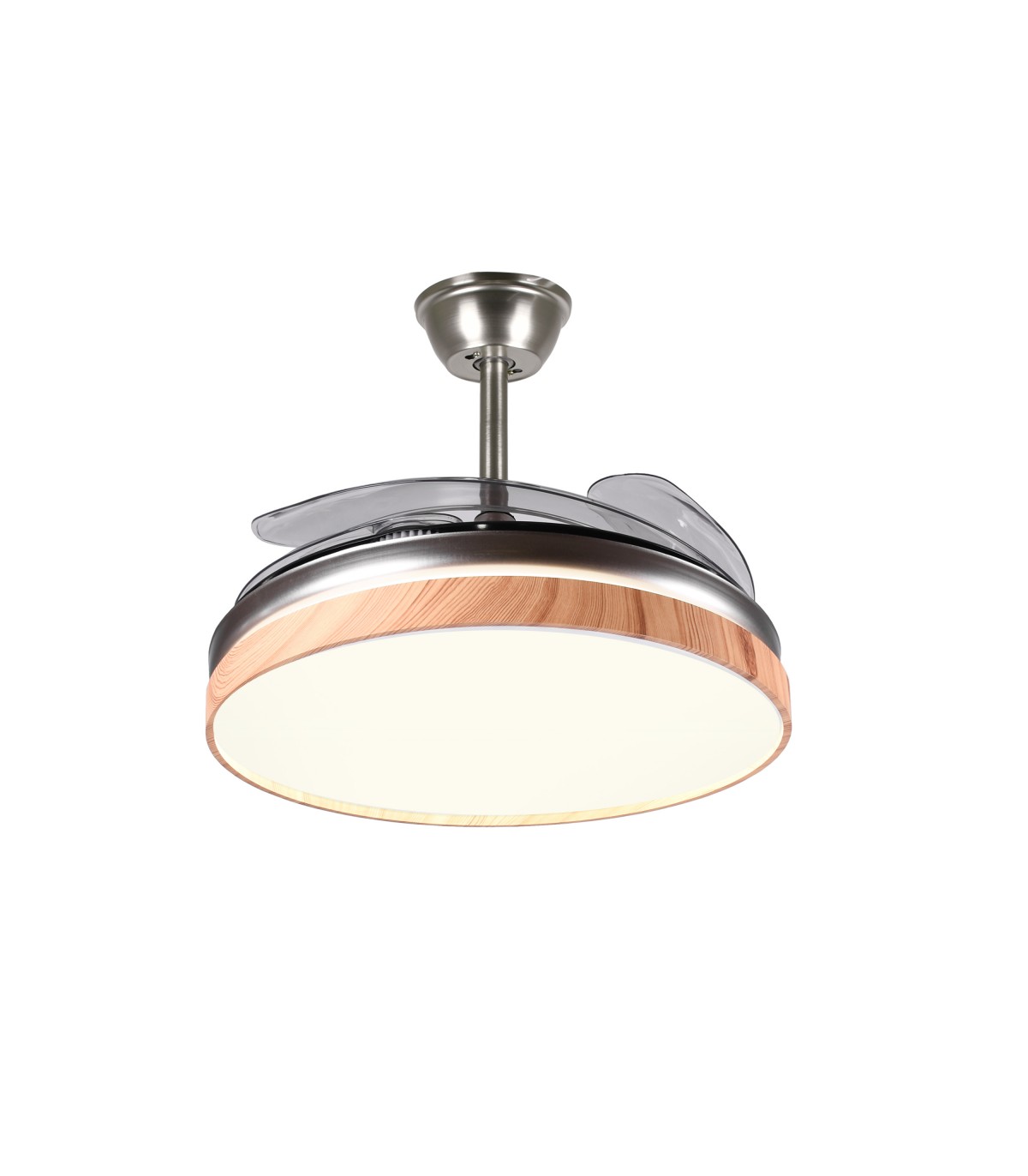 Ventilador LED Cosmos DC 72W 4 aspas 6480Lm Níquel / Haya CCT