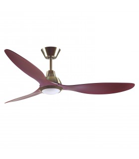Ventilador de Techo Delfos DC 20W 2000Lm 3 Aspas Cuero / Cerezo 4000K