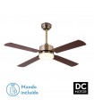 Ventilador de Techo HUPE DC Cuero 18W 2350Lm 4 Aspas Rev. Cerezo/Nogal CCT