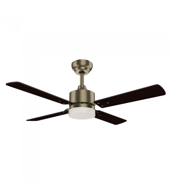 Ventilador de Techo HUPE DC Cuero 18W 2350Lm 4 Aspas Rev. Cerezo/Nogal CCT