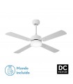 Ventilador de Techo HUPE DC Blanco 18W 2350Lm 4 Aspas Rev. Blanco/Haya CCT