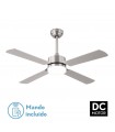 Ventilador de Techo HUPE DC Níquel 18W 2350Lm 4 Aspas Rev. Haya/Plata CCT