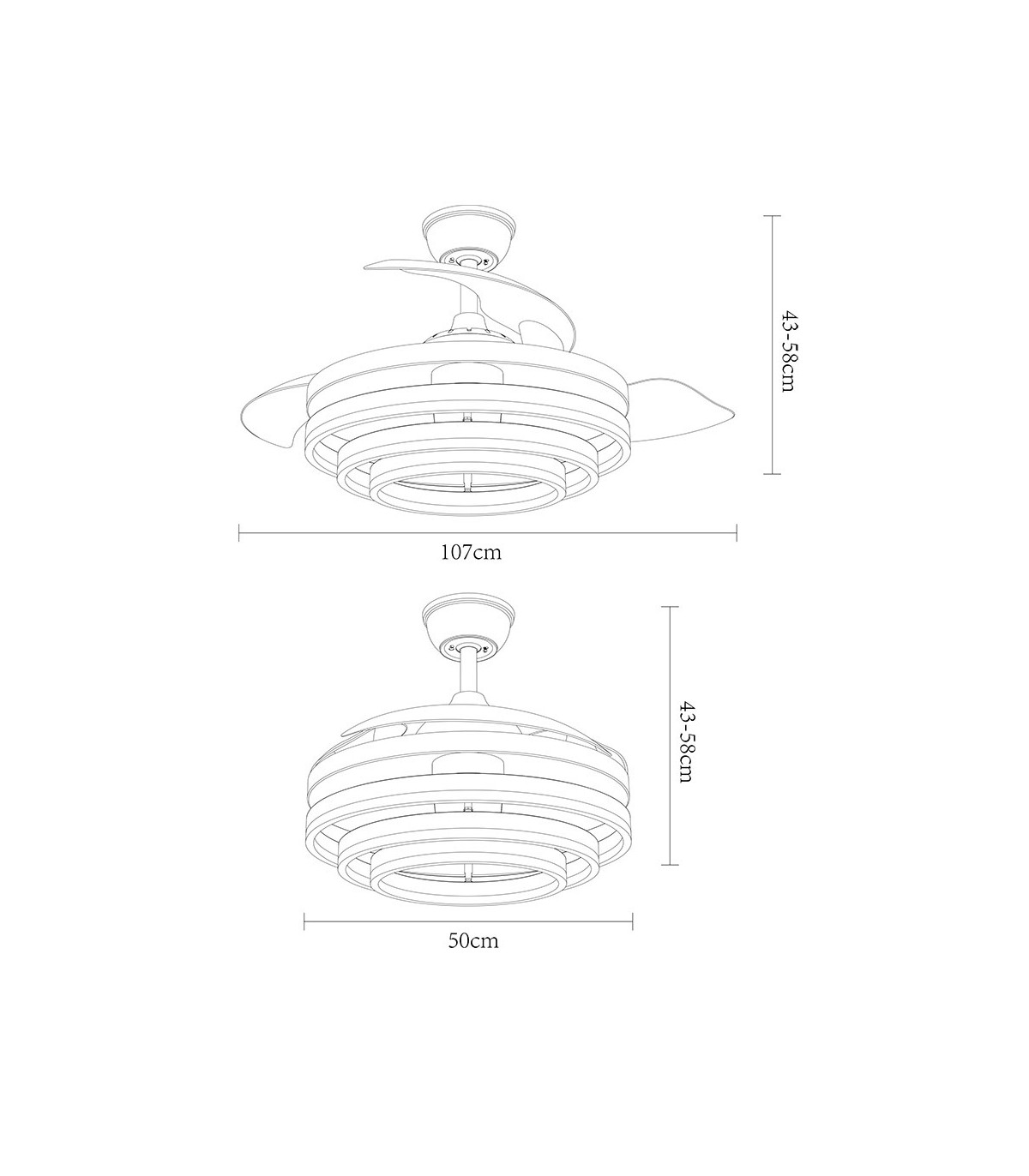 Ventilador Kai DC 72W 6120Lm 3 Aspas Blanco CCT