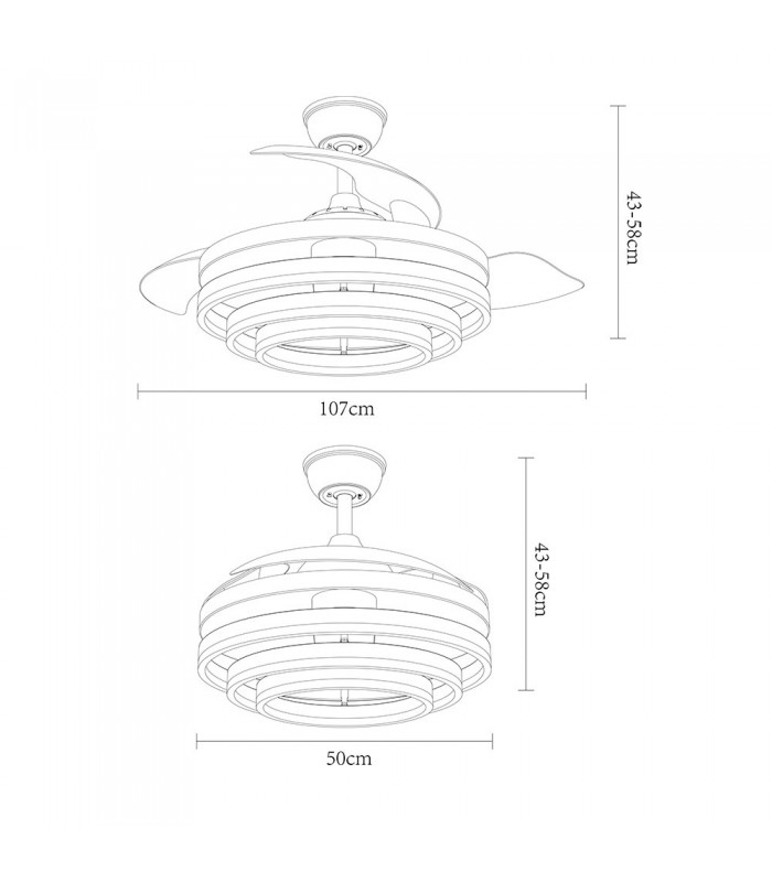 Ventilador Kai DC 72W 6120Lm 3 Aspas Negro CCT