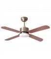 Ventilador Kenia DC Cuero 18W 1800Lm 4 Aspas Reversibles Cerezo / Nogal CCT