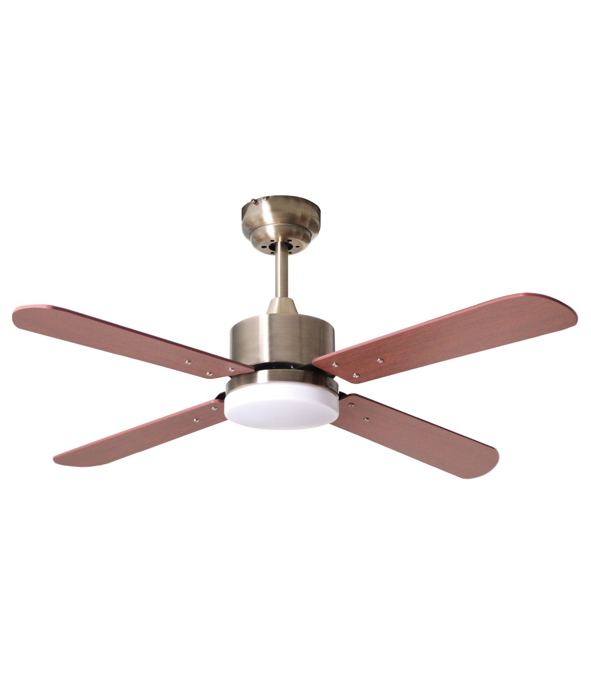 Ventilador Kenia DC Cuero 18W 1800Lm 4 Aspas Reversibles Cerezo / Nogal CCT