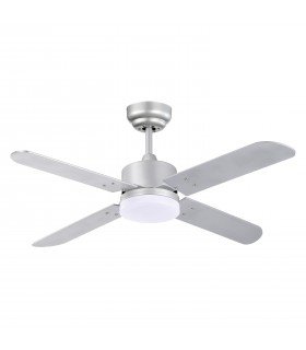 Ventilador Kenia DC Plata 18W 1800Lm 4 Aspas Reversibles Plata / Haya CCT