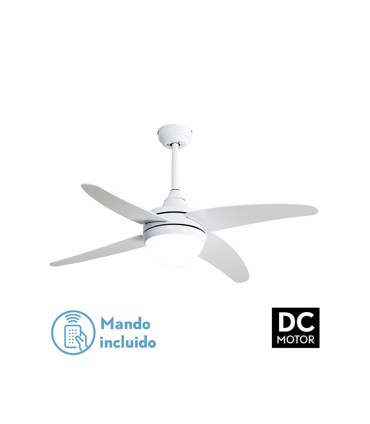 Ventilador de Techo KLOD DC Blanco 4 Aspas Blanco 2xE27