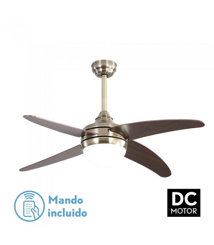 Ventilador de Techo KLOD DC Cuero 4 Aspas Cerezo 2xE27