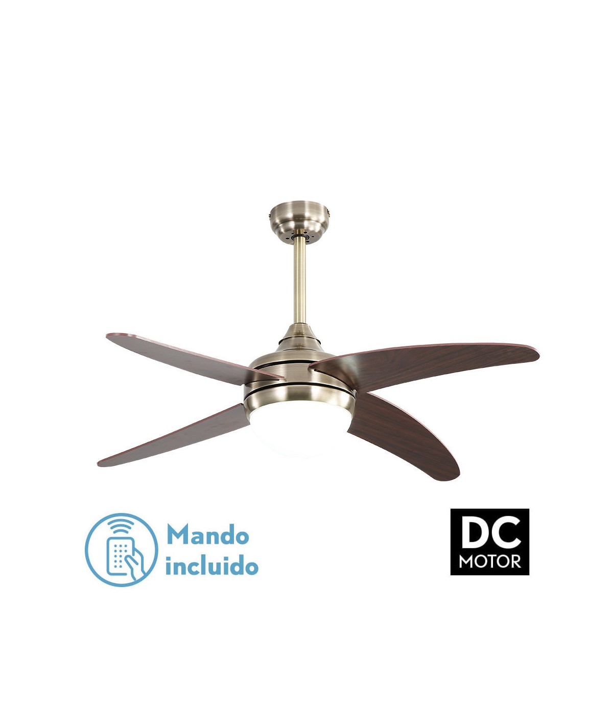Ventilador de Techo KLOD DC Cuero 4 Aspas Cerezo 2xE27