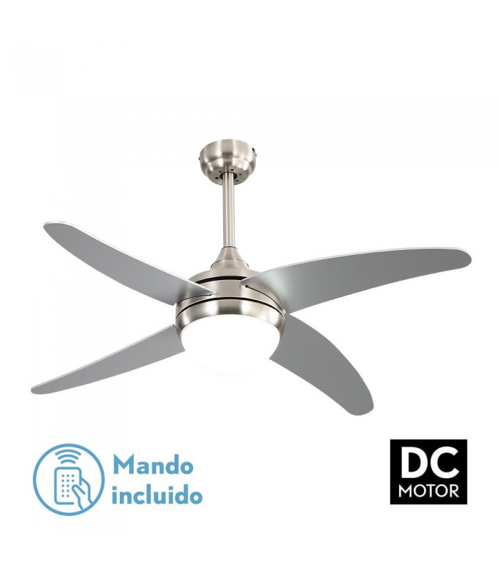 Ventilador de Techo KLOD DC Níquel 4 Aspas Plata 2xE27
