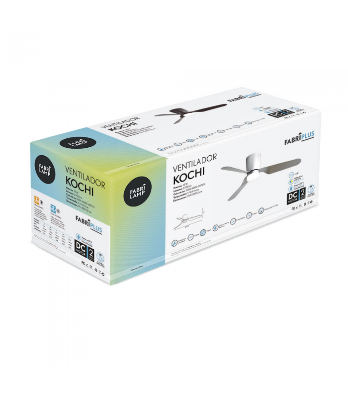 Ventilador de Techo KOCHI Blanco DC 18W 2350Lm 3 Aspas Blanco CCT