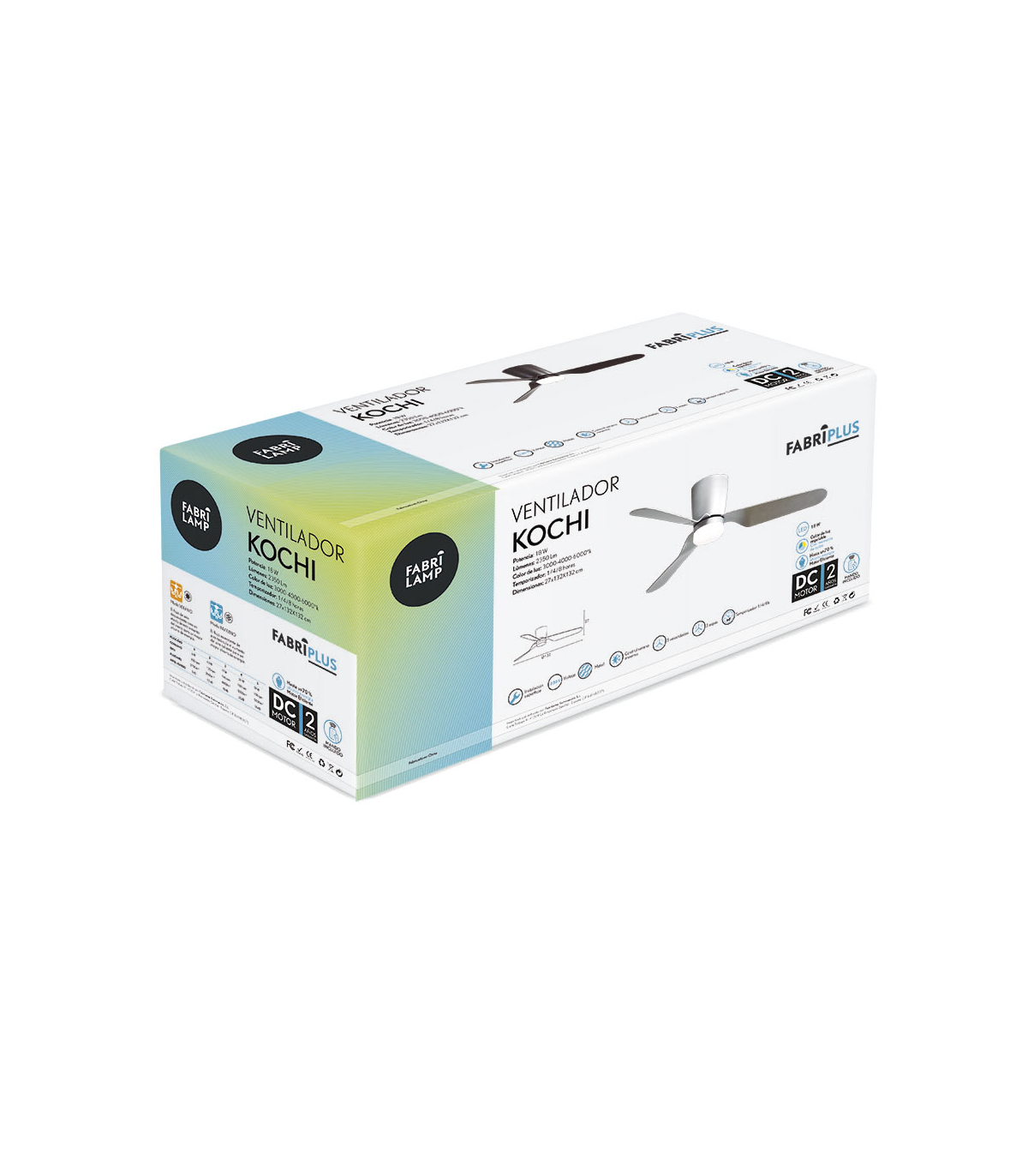 Ventilador de Techo KOCHI Blanco DC 18W 2350Lm 3 Aspas Blanco CCT