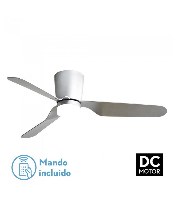 Ventilador de Techo KOCHI Níquel DC 18W 2350Lm 3 Aspas Plata CCT